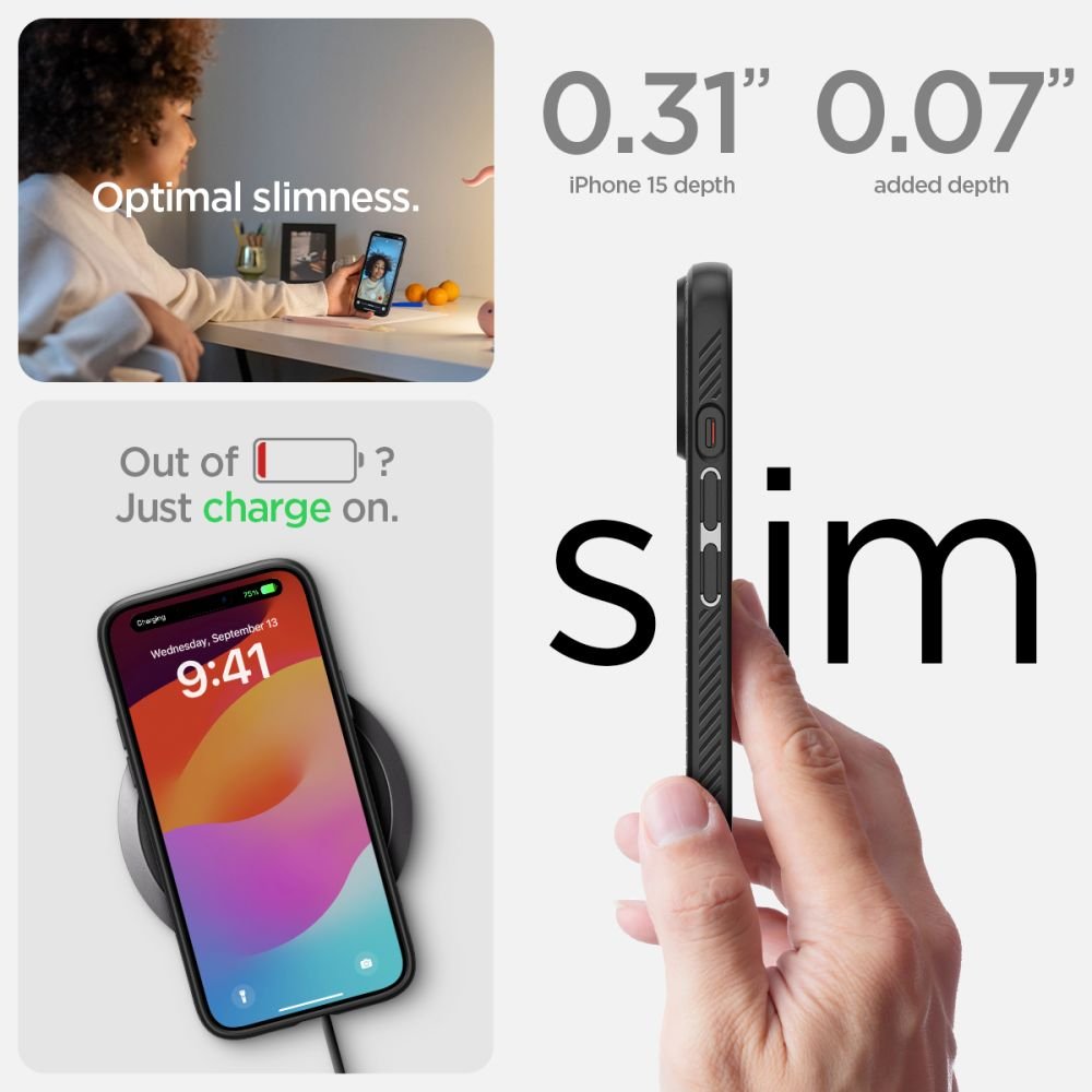 Spigen Liquid Air vāciņš iPhone 15 6,1", matēts melns