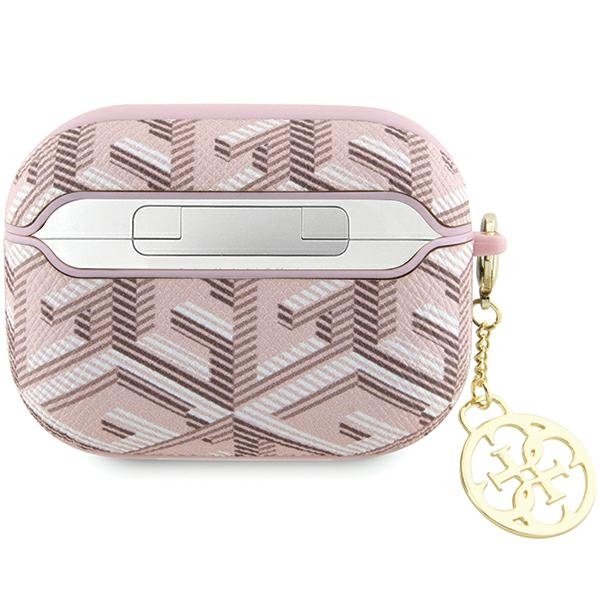 Guess maciņš AirPods Pro 2 austiņām GUAP2PGCE4CP rozā Gcube Classic zeltains Logo ar piekariņu