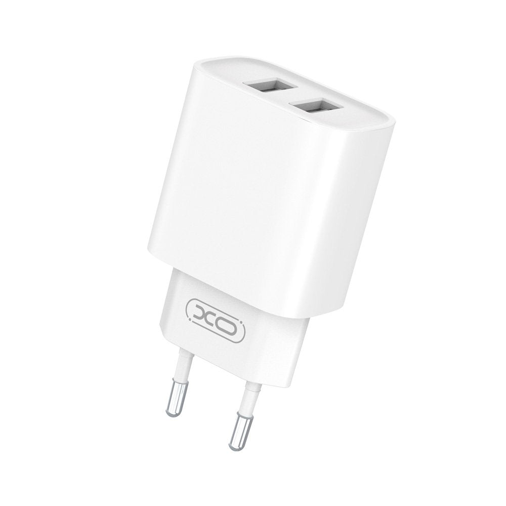 XO tīkla lādētājs CE02C 2x USB 2,1A balts + USB-C kabelis
