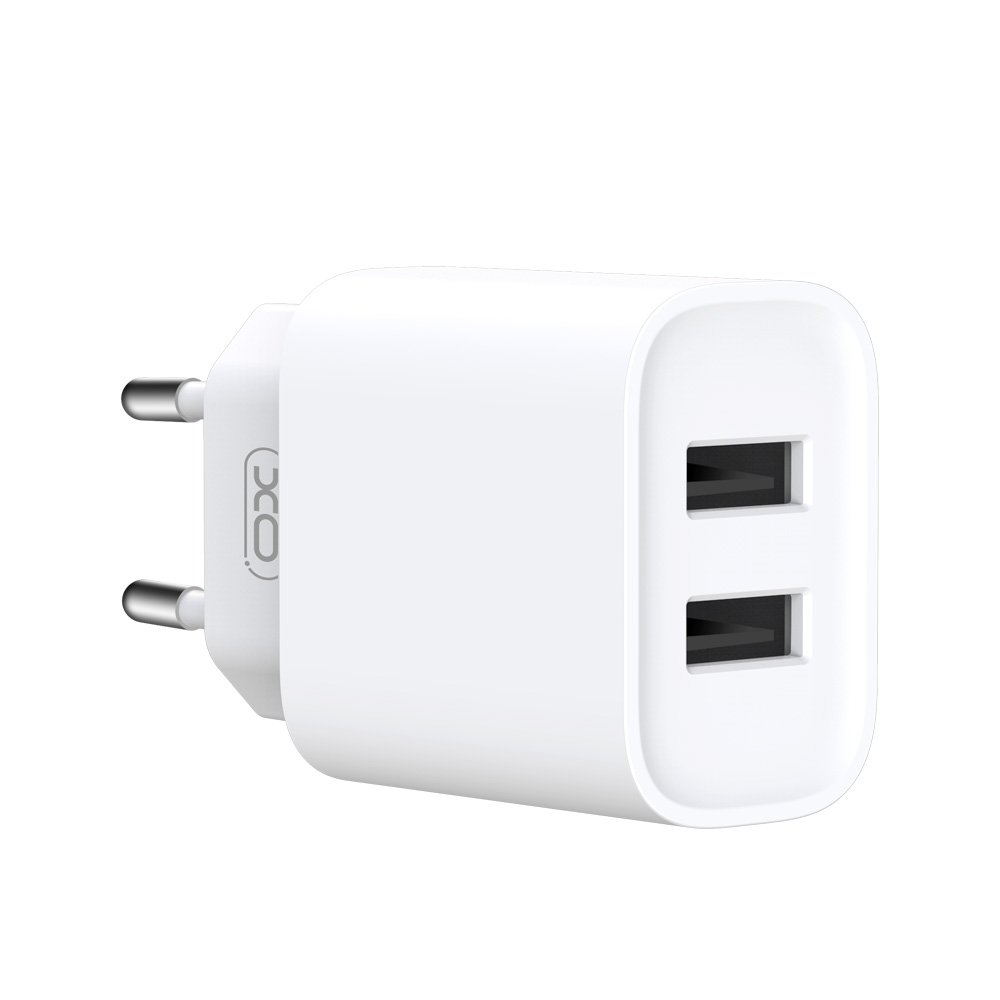 XO tīkla lādētājs CE02C 2x USB 2,1A balts + USB-C kabelis