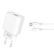 XO tīkla lādētājs CE02D QC 3.0 18W 1x USB balts + Lightning kabelis