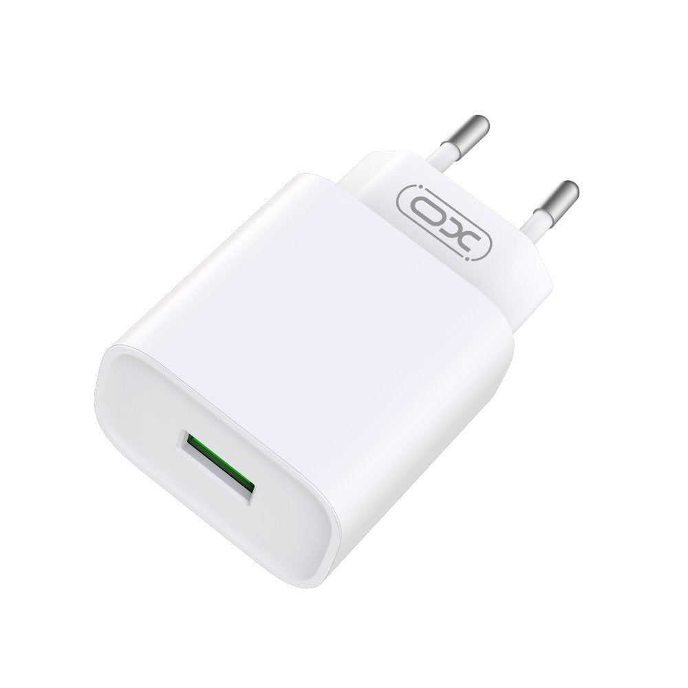XO tīkla lādētājs CE02D QC 3.0 18W 1x USB balts + Lightning kabelis