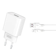 XO tīkla lādētājs CE02D QC 3.0 18W 1x USB balts + USB-C kabelis
