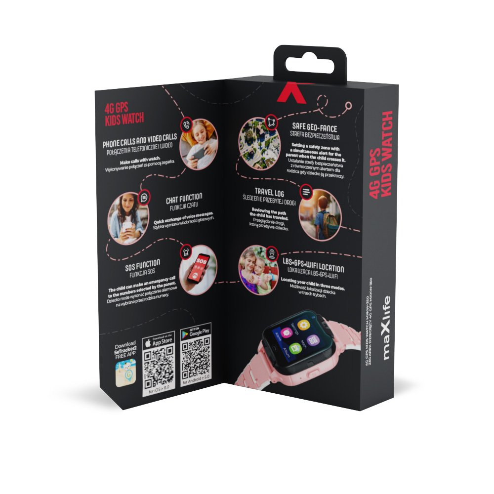 Maxlife viedpulkstenis 4G MXKW-350 rozā GPS WiFi