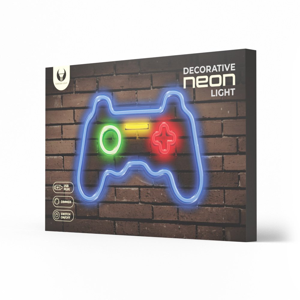 Forever Light gaisma Neon Plexi LED Gamepad daudzkrāsains FPNE03X Forever