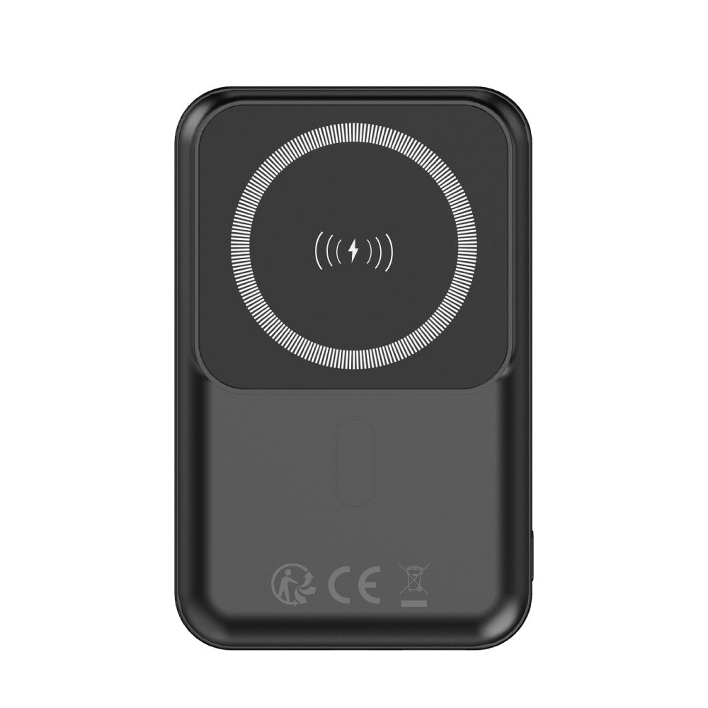 Forever ārējā baterija ar bezvadu lādēšanu MATB-100 PD QC 22.5W 10000 mAh, magnētiska, melna