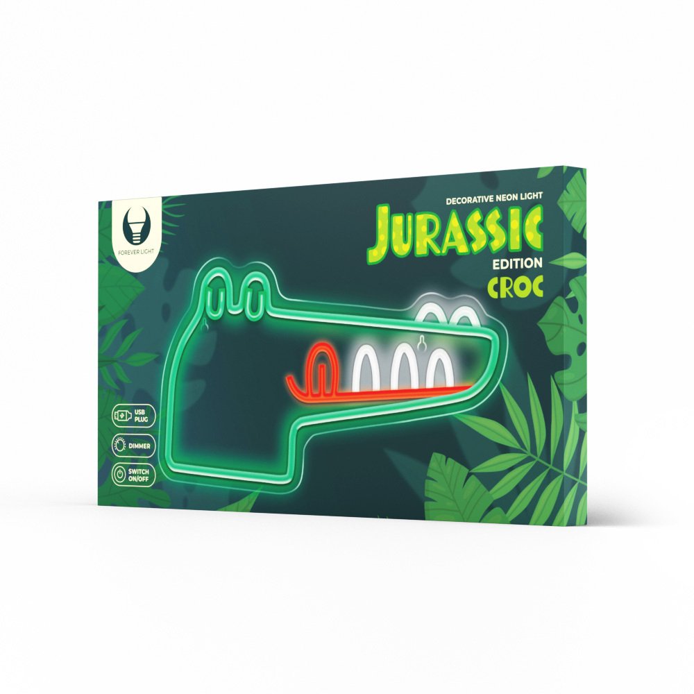 Forever Light gaisma Neon Plexi LED Jurassic Croc zaļš FLNJ03 Forever