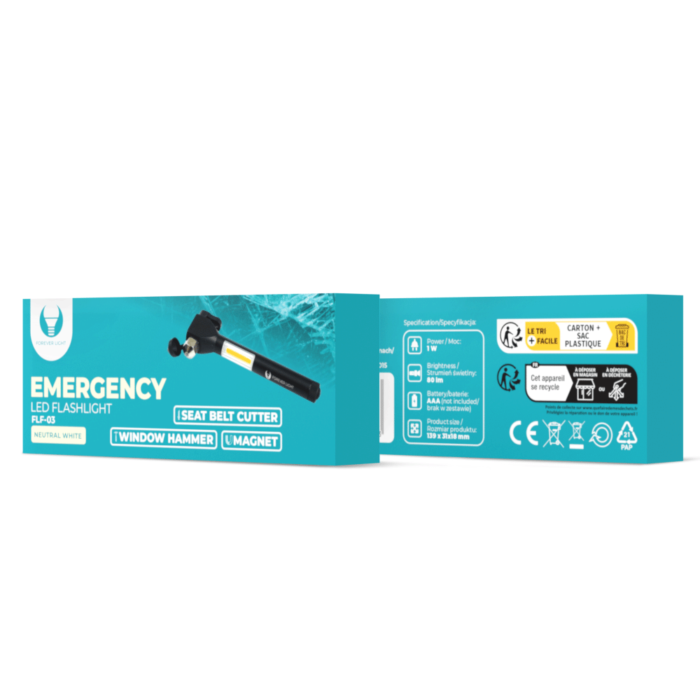 Forever Light LED lukturītis EMERGENCY ar Hammer un ar magnētu 2xAAA FLF-03