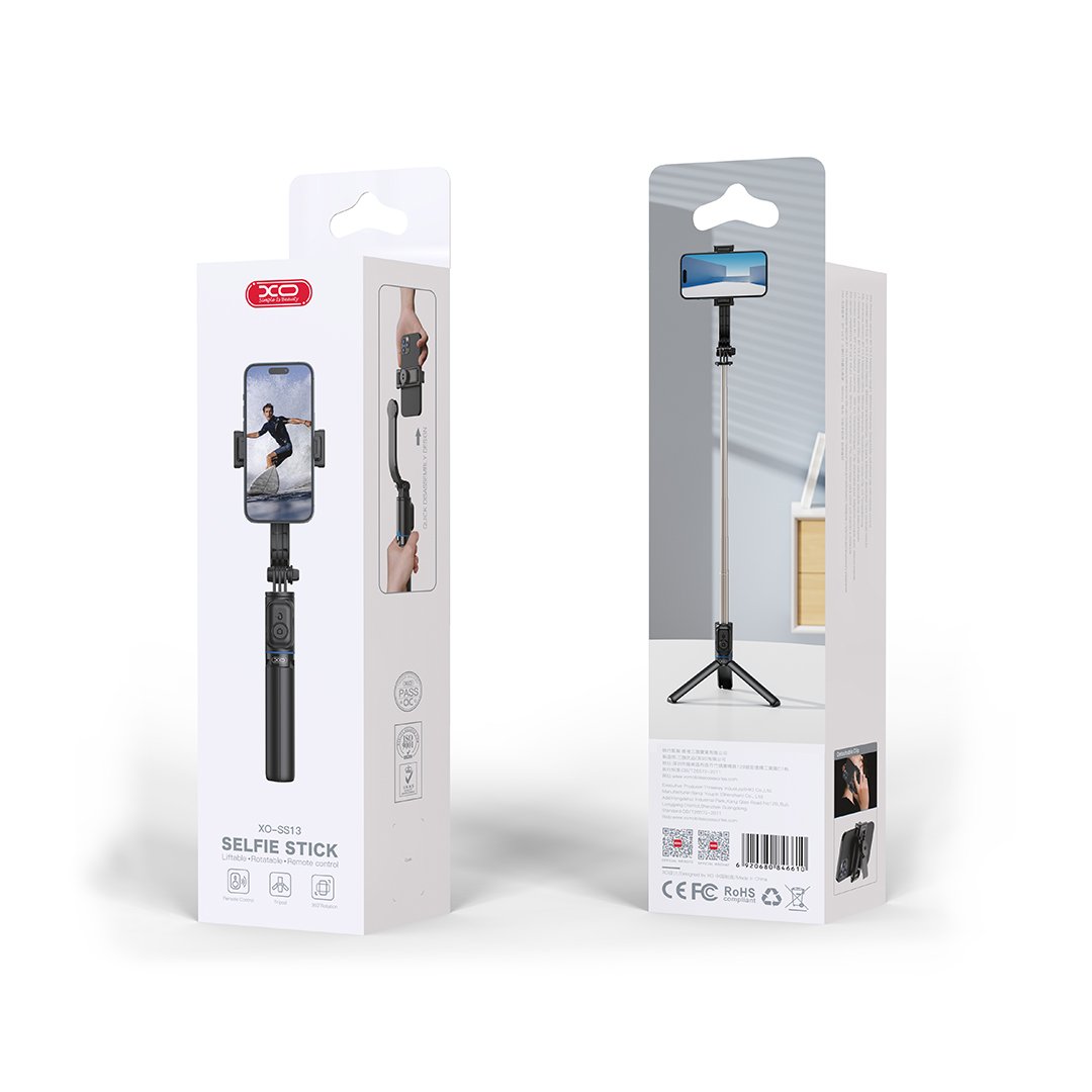XO Bluetooth selfija kāts trīskājis SS13 melns 106cm