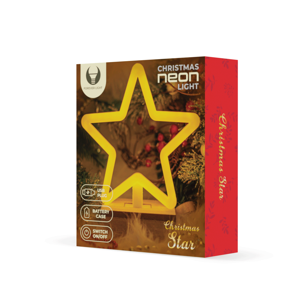 Forever Light statīvs Neon Wood LED Star silti balts FLNW04