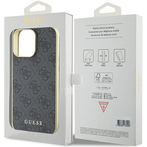 Guess vāciņš iPhone 15 Pro Max 6,7", pelēks (GUHCP15XGF4GGR)