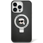 Karl Lagerfeld vāciņš iPhone 15 Pro 6,1" KLHMP15LHMRSKHK melns HC Magsafe Ringstand KH