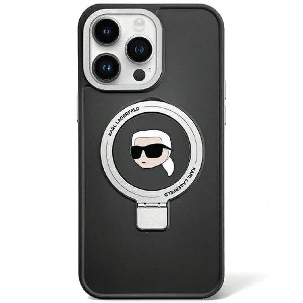 Karl Lagerfeld vāciņš iPhone 15 Pro 6,1" KLHMP15LHMRSKHK melns HC Magsafe Ringstand KH