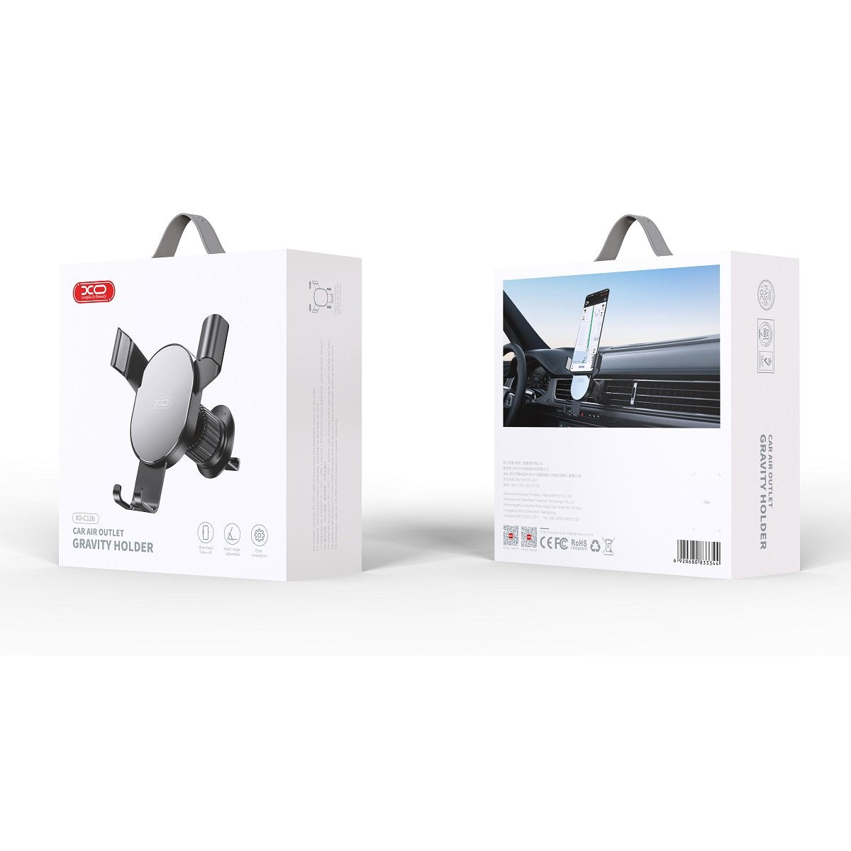 XO auto turētājs 126 sudrabains-melns ventilācijas restē