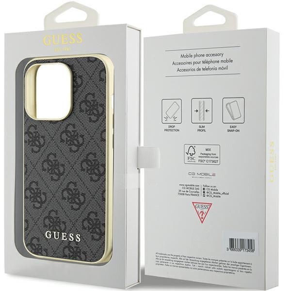 Guess vāciņš iPhone 15 Pro 6,1", pelēks (GUHCP15LGF4GGR)