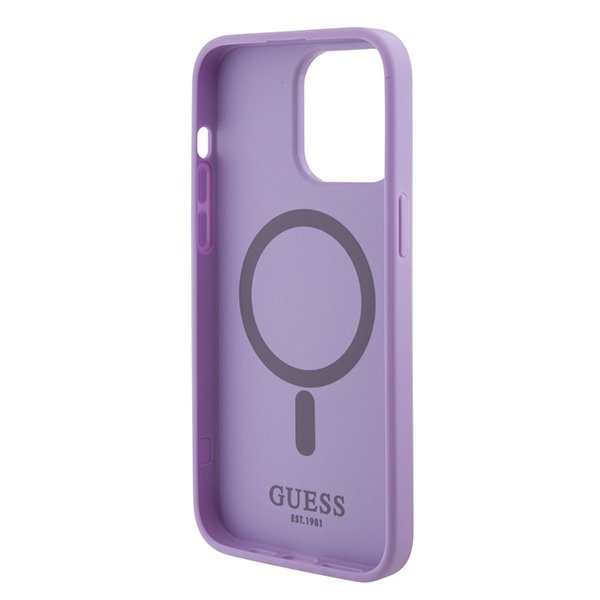 Guess MagSafe vāciņš iPhone 15 Pro Max 6,7", violets (GUHMP15XPSAHMCU)