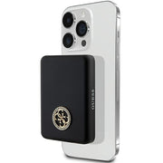 Guess bezvadu powerbank 5 W GUPBM3AL4DMK 3000 mAh, melns, ar MagSafe 4G un metāla logotipu ar strassiem