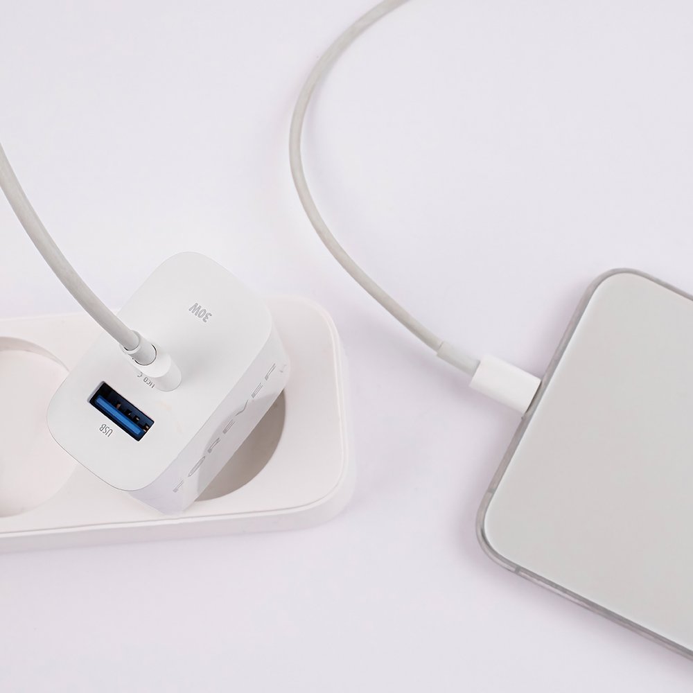 Forever lādētājs TC-07-30AC PD QC 1x USB-C 1x USB 30W, balts