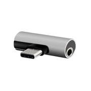 Setty adapteris USB-C - audio ligzda 3,5 mm + USB-C AD-C-JC-7 sudrabains