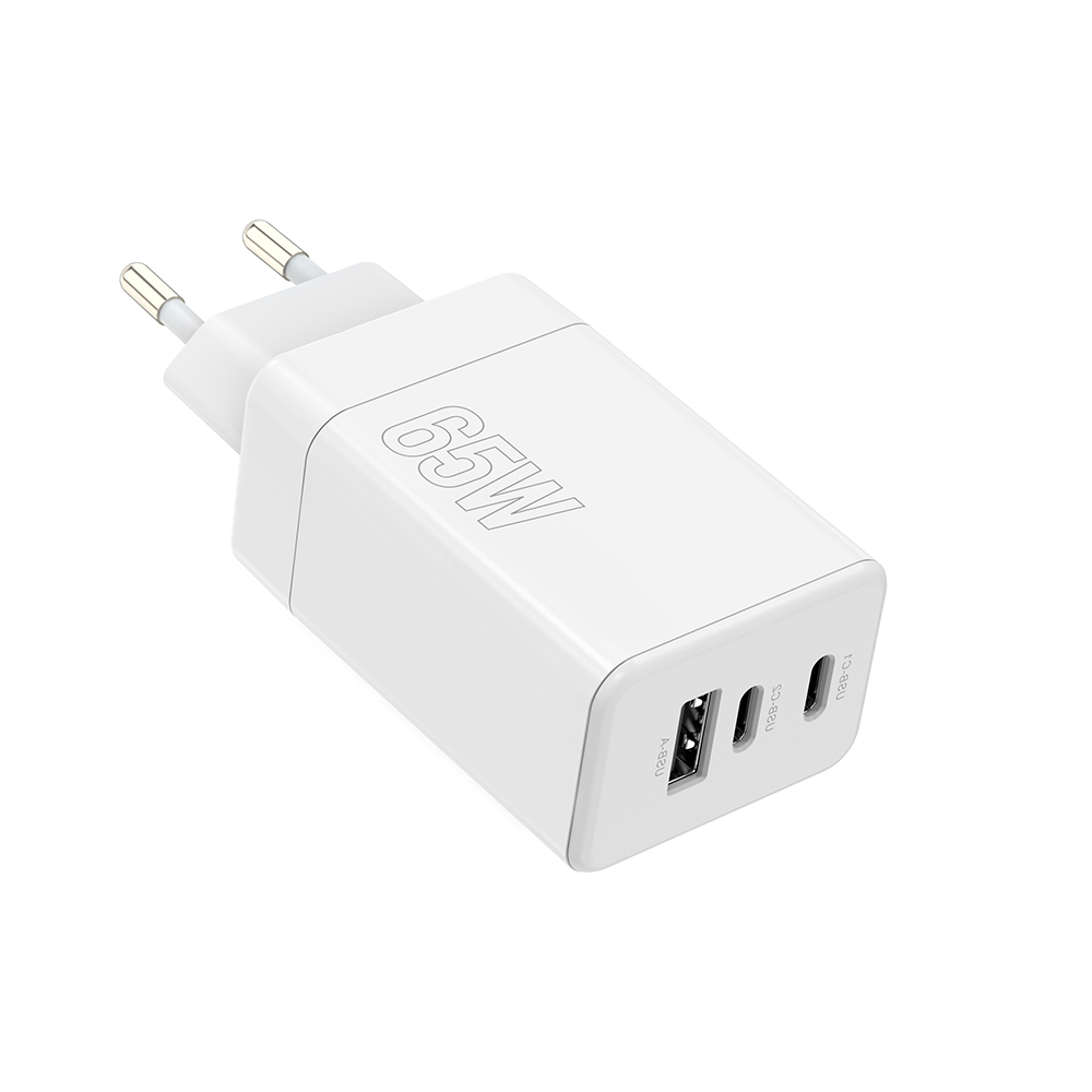 Maxlife lādētājs MXTC-08-65ACC PD QC 2x USB-C 1x USB 65W, balts