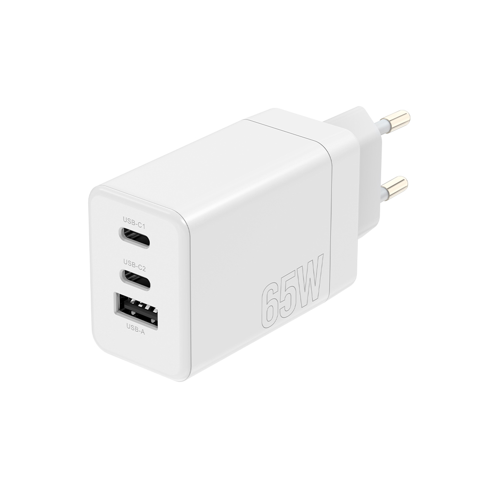 Maxlife lādētājs MXTC-08-65ACC PD QC 2x USB-C 1x USB 65W, balts
