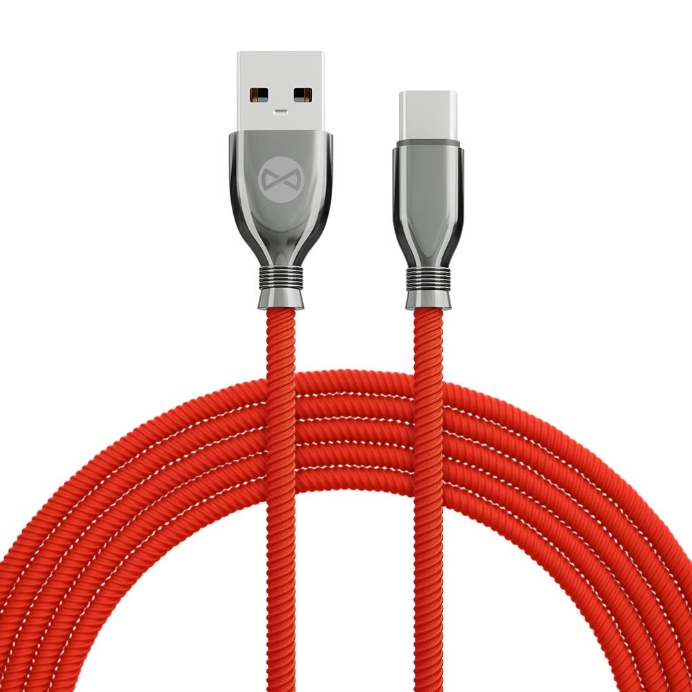 Forever kabelis Tornado USB - USB-C 1,0 m 3A, sarkans