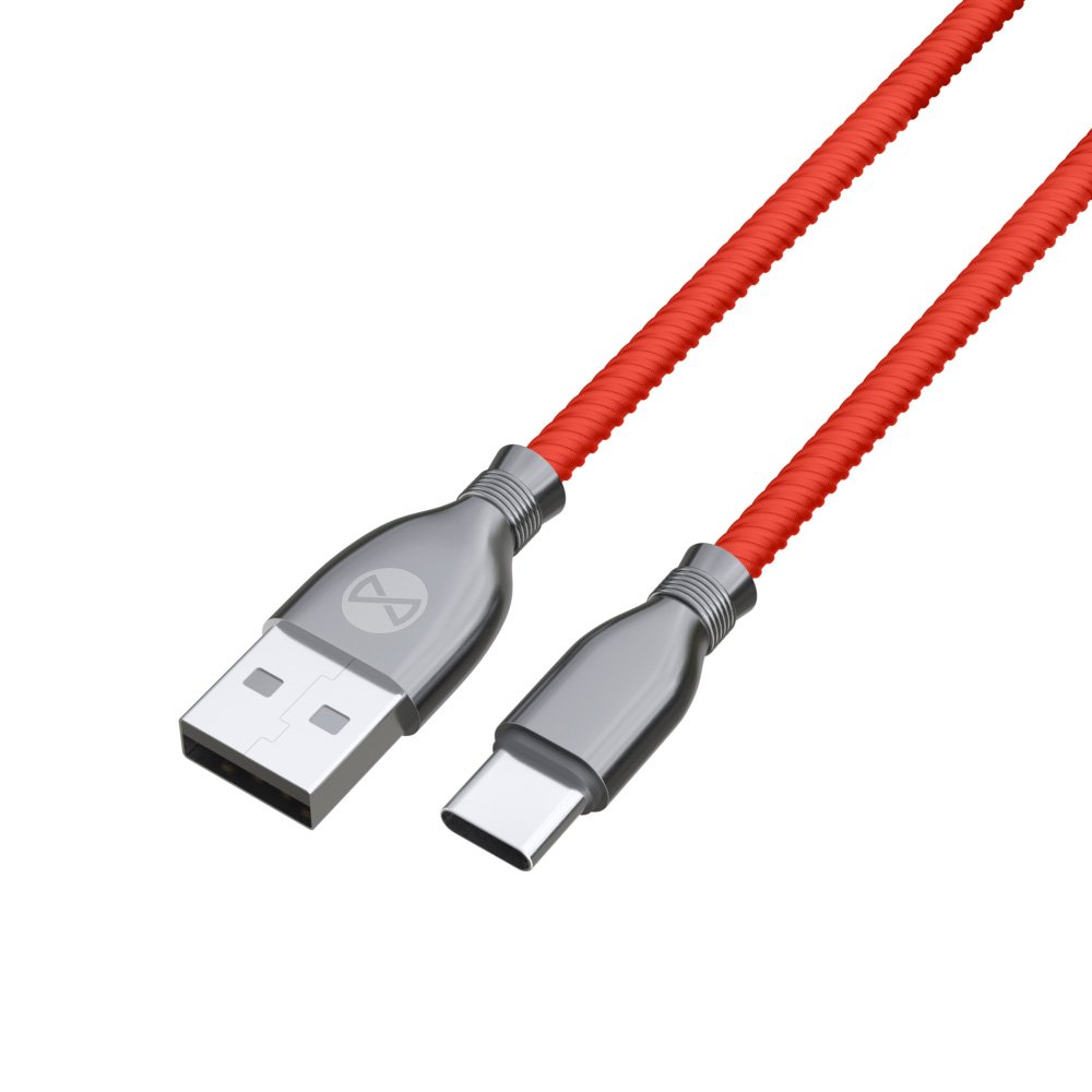 Forever kabelis Tornado USB - USB-C 1,0 m 3A, sarkans