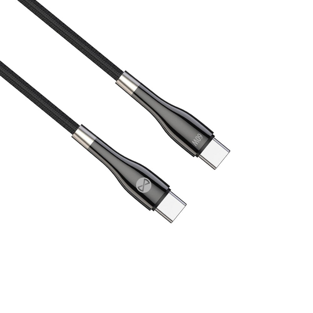 Forever kabelis Sleek USB-C - USB-C 1,0 m 60W, melns