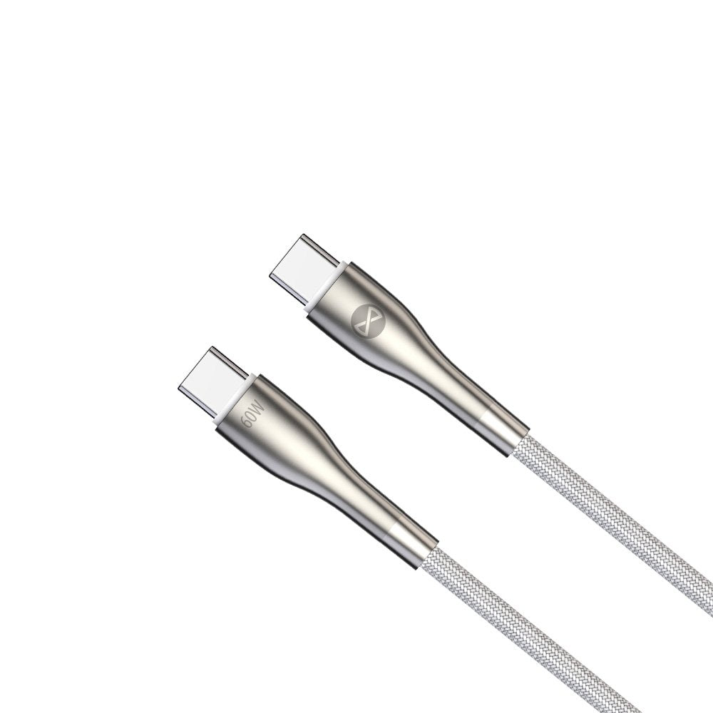 Forever kabelis Sleek USB-C - USB-C 1,0 m 60W, balts