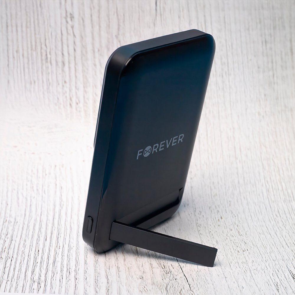 Forever ārējā baterija ar bezvadu lādēšanu MATB-100 PD QC 22.5W 10000 mAh, magnētiska, melna