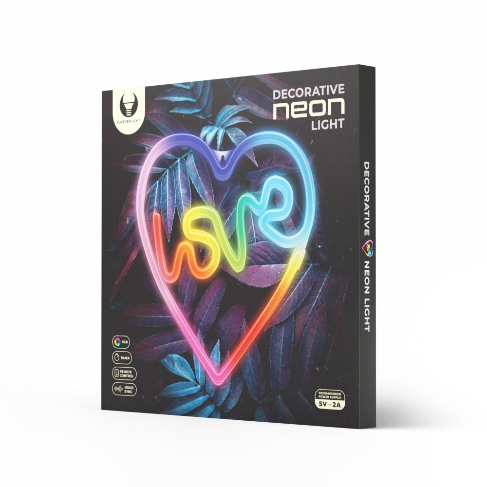 Neona LED RGB LOVE IN HEART FLRN02 + RC Forever Light