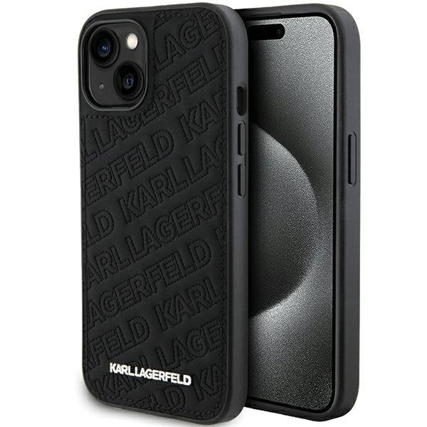 Karl Lagerfeld vāciņš iPhone 15 6,1", melns (KLHCP15SPQKPMK)