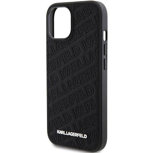 Karl Lagerfeld vāciņš iPhone 15 6,1", melns (KLHCP15SPQKPMK)