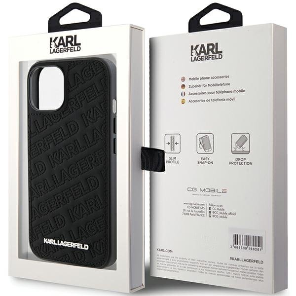Karl Lagerfeld vāciņš iPhone 15 6,1", melns (KLHCP15SPQKPMK)