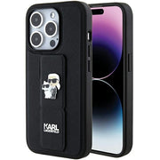 Karl Lagerfeld vāciņš iPhone 15 Pro Max 6,7" KLHCP15XGSAKCPK melns HC GRIPSTAND SAFFIANO KC PINS