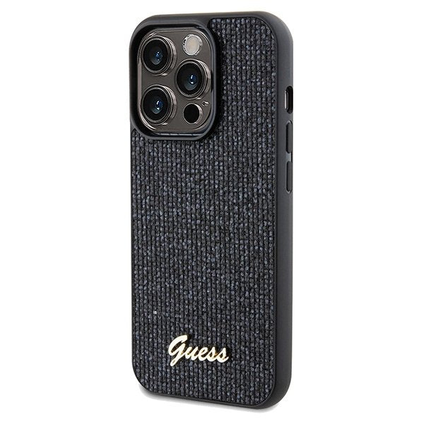 Guess vāciņš iPhone 14 Pro 6,1" GUHCP14LPMSDGSK HC PU DISCO SCRIPT METAL BLACK