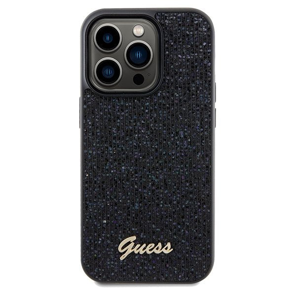 Guess vāciņš iPhone 14 Pro 6,1" GUHCP14LPMSDGSK HC PU DISCO SCRIPT METAL BLACK