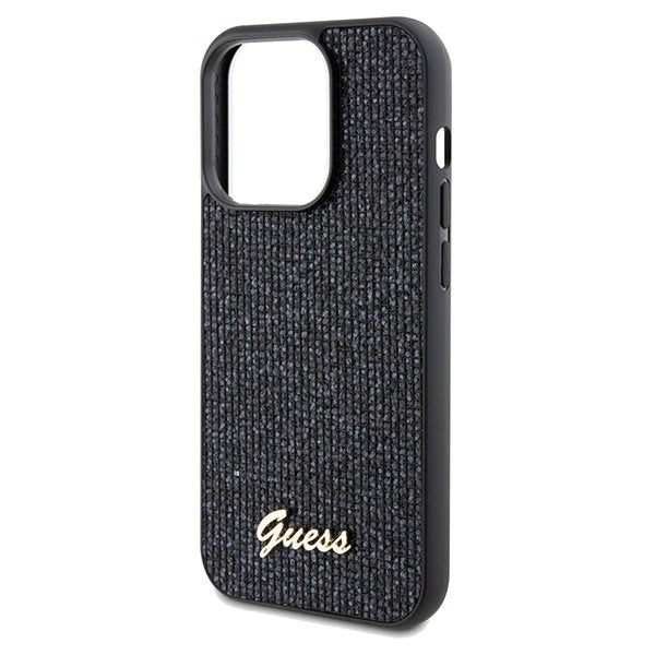 Guess vāciņš iPhone 14 Pro 6,1" GUHCP14LPMSDGSK HC PU DISCO SCRIPT METAL BLACK