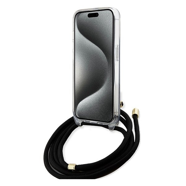Guess vāciņš iPhone 15 Pro 6,1", melns (GUHCP15LHC4SEK)