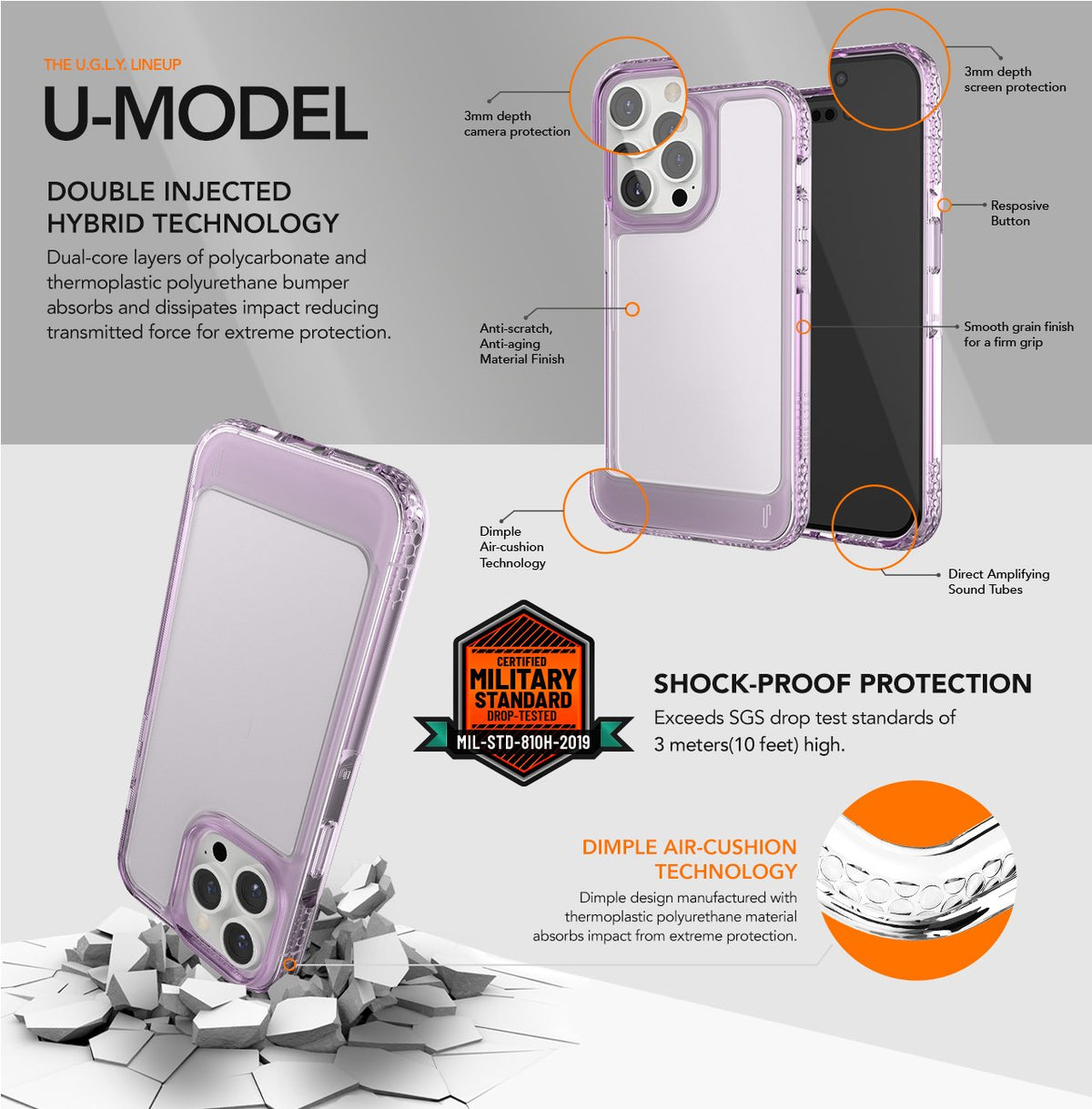 Ugly Rubber Umodel vāciņš iPhone 15 Plus 6,7", caurspīdīgs