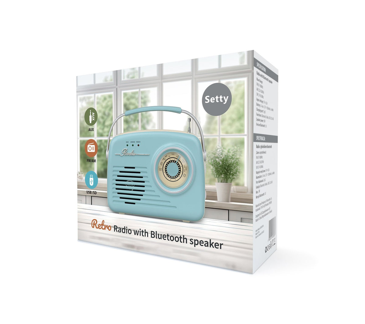 Setty Bluetooth skaļrunis ar radio Retro P350, zils