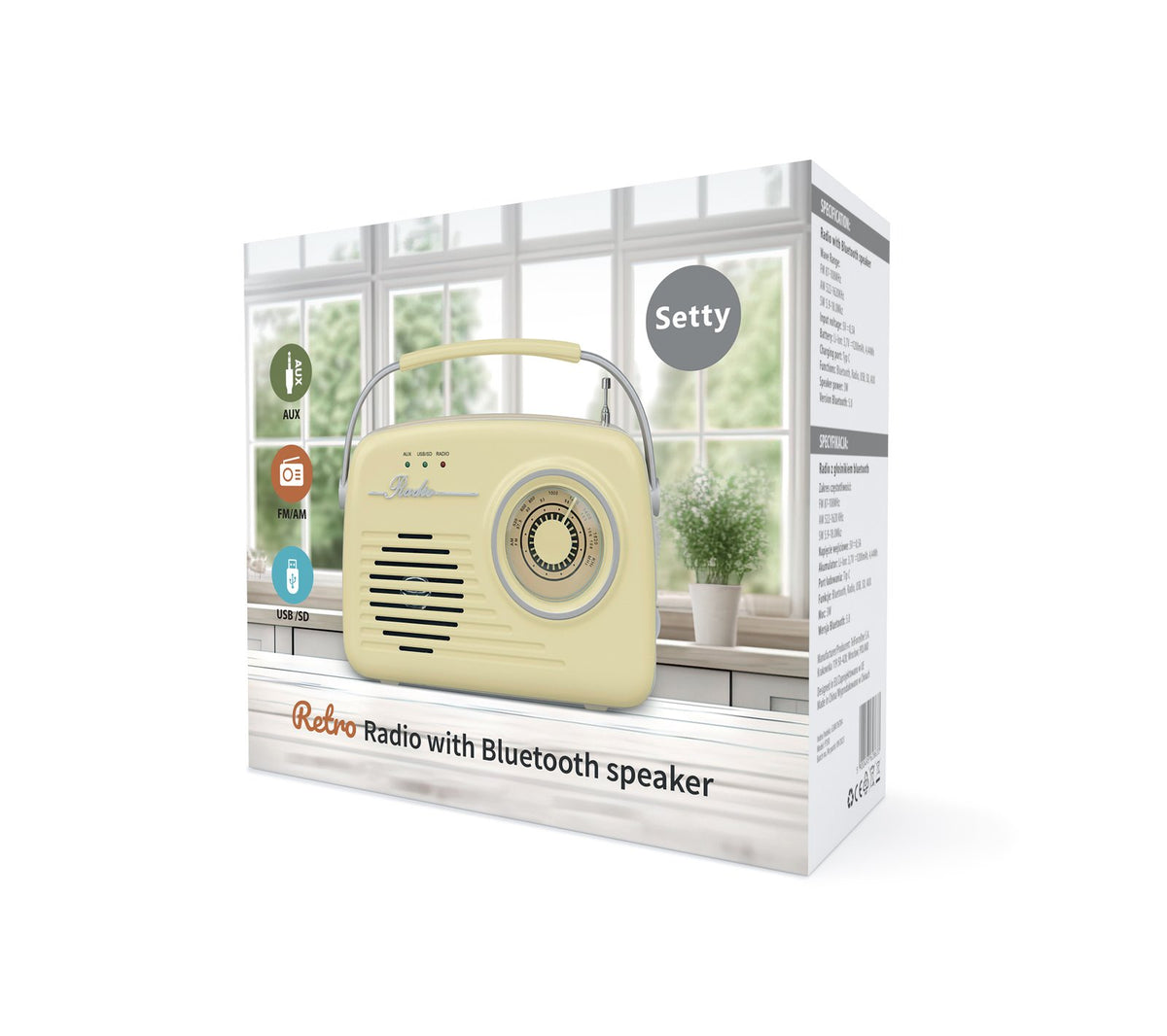 Setty Bluetooth skaļrunis ar radio Retro P350, bēšs