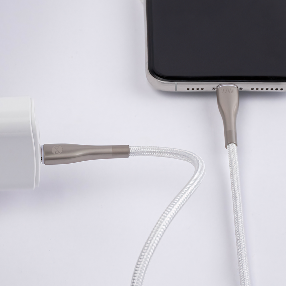 Kabelis Forever Sleek USB-C - Lightning 1,0 m 27W, balts