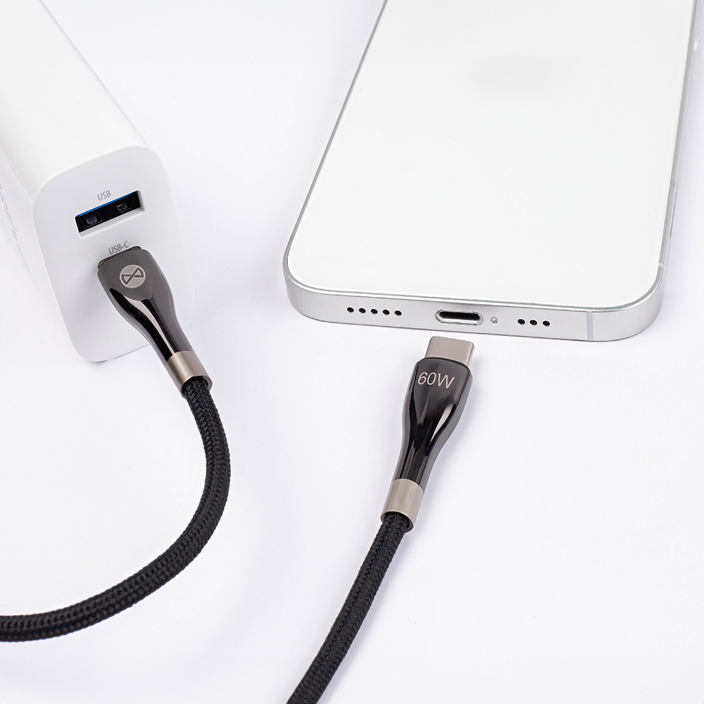 Forever kabelis Sleek USB-C - USB-C 1,0 m 60W, melns