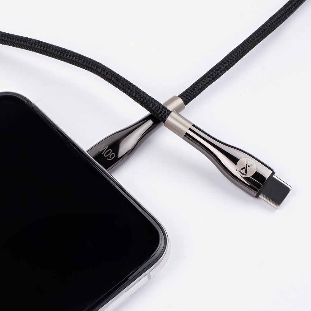 Forever kabelis Sleek USB-C - USB-C 1,0 m 60W, melns