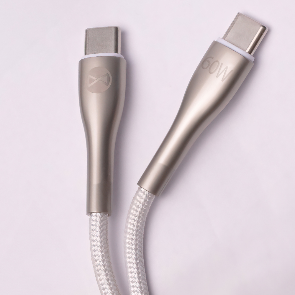 Forever kabelis Sleek USB-C - USB-C 1,0 m 60W, balts