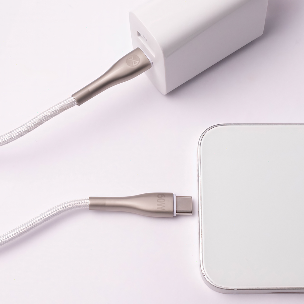 Forever kabelis Sleek USB-C - USB-C 1,0 m 60W, balts