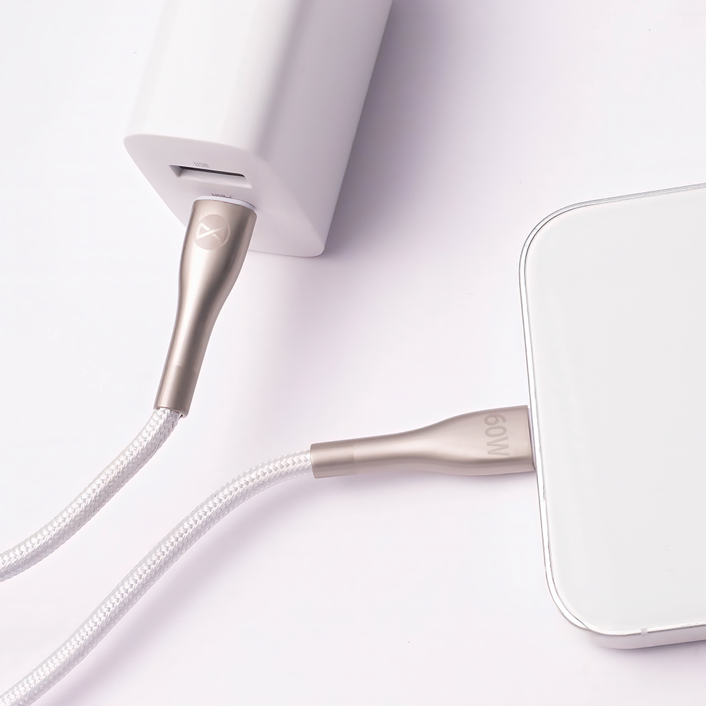 Forever kabelis Sleek USB-C - USB-C 1,0 m 60W, balts