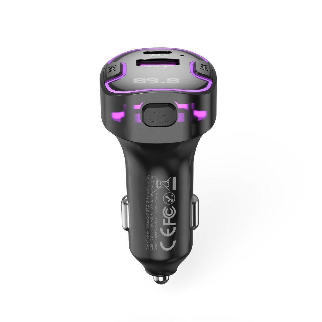 XO Bluetooth auto lādētājs FM raidītājs BCC12 MP3 3,1A, melns