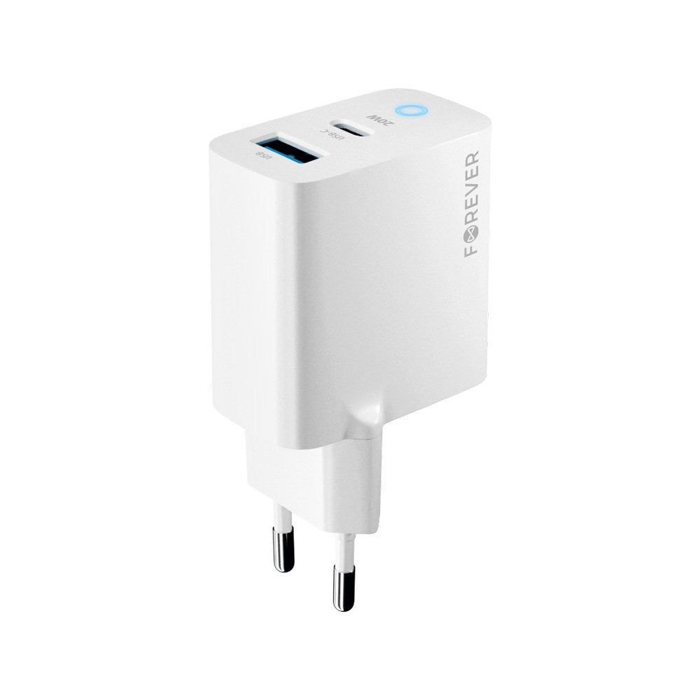 Forever lādētājs TC-06-20AC PD QC 1x USB-C 1x USB 20W, balts